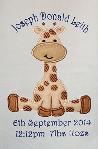 Baby Giraffe Luxury Personalised Applique Super Soft Fleece Blanket (Cream)