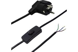 CHRISTOPH PALME LEUCHTEN Anschlusskabel 1,50m für Tisch- und Stehleuchten 3-adrig 250V Zuleitung Schwarz Stecker + Kippschalter Anschlussleitung