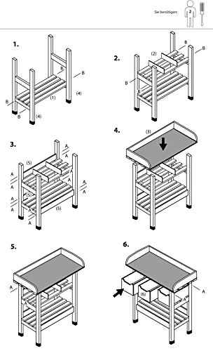 dobar 29030e Praktischer Pflanztisch mit 3 Schubladen und 2 Ablageflächen aus imprägniertem Kiefernholz, 80 x 40 x 90 cm - 6