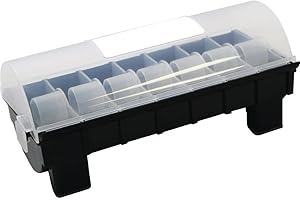 VOGUE Hygiplas Kunststoff-Etikettenspender 25 mm/1 Zoll, transparent und schwarz, 7-Rollen-Etikettenhalterspender, für bis zu 25,4 mm Etiketten, GH347
