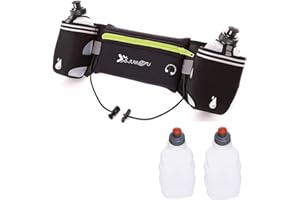 YTENGZL Running Belt Waterproof Flip Belt Adjustable Fitness Waist Bum Pouch Bag Compatible with iPhone Series Samsung S/Note Phone,for Men Women Outdoor Gym Sports Travel with Water Bottles 2X 175ml (Green)