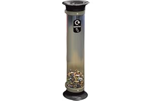 Glasdon C-Thru 15 L Battery Recycling Tube (4 Colours) – Transparent Recycling Bin for Batteries – 15 L Battery Disposal Collection Tube (Black (Funnel Lid) with Graphic)