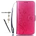 Produktbild Sony Xperia Z3 Compact Hülle, Sony Xperia Z3 Mini Schutzhülle, Alfort 3 in 1 Lederhülle / handyhüllen Fashion Design Premium PU Leder Hohe Qualität Tasche Case Cover Kasten Abdeckung Wallet für Sony Xperia Z3 Compact / Sony Xperia Z3 Mini 4.6" Smartphone Funktion Standfunktion Unterstützte Telefone und Magnetverschluss mit Schmetterling ( Rote ) + Alfort Schwarz Stylus Pen + Netter Staub Stecker
