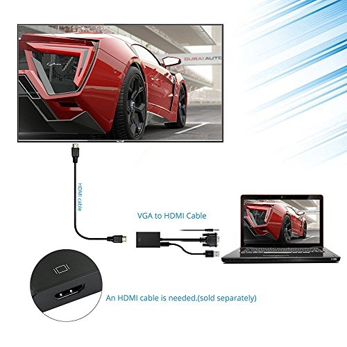 BlueBeach – VGA + Audio zu HDMI Konverter – Unterstützt 1080p Full HD – Connect PC Computer VGA-Video + Audio zu HDMI-Monitor oder HDTV - 8