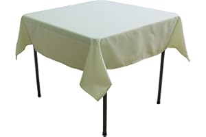 KaitatsuSen Square Polyester Fabric Tablecloth, Ivory, 59x59-Inch(150x150cm)