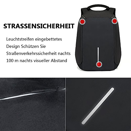 Chrislley Anti Diebstahl Laptop Rucksack mit USB Ladeanschluss 15 6 Zoll Wasserdicht f    r Business Travel Outdoor Wandern School f    r Frauen M nne
