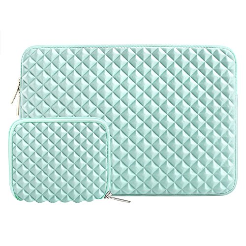 MOSISO Funda Protectora Compatible 13-13,3 Pulgadas MacBook Air/MacBook Pro/Pro Retina/Surface Laptop 2 2018 2017/Surface Book 2/1, Diamante Espuma Agua Repelente Bolsa con Pequeño Caso, Menta Verde