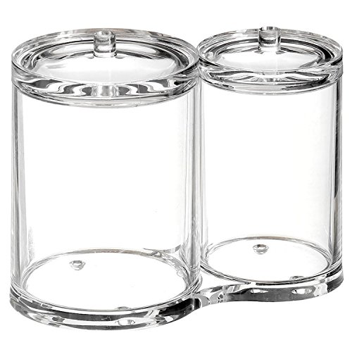 Circular Clear Acrylic Cotton Ball Cotton Swabs Holder Makeup Organizer