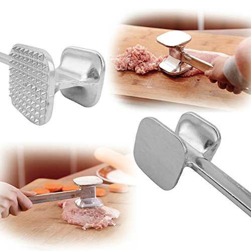 Tailcas® Aluminium Fleischzartmacher Fleischsteche Fleischklopfer Fleischhammer Schnitzelklopfer Fleisch Meat Rindfleisch Schweinefleisch Hammer Küchenhelfer für Grill, Marinieren, Steaker und Schnitzel - M
