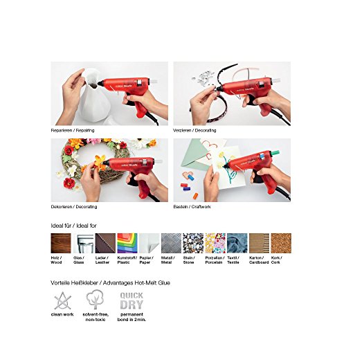 Steinel Heißklebepistole Gluefix, Elektronische Temperatursteuerung durch PTC-Heiztechnik, Klebepistole inklusive 2 Cristal Klebesticks 11 mm, Heißkleber ideal für kreatives Arbeiten, Basteln und Dekorieren, 333911 - 6