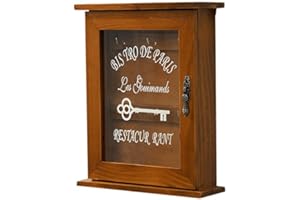 Spotact Caja Llaves Madera Gabinete Llaves Retro Montado Pared Puerta Magnética Almacenamiento Madera Maciza Ecológica Duradera con 6 Ganchos Soporte Creativo para Decoración Hogar