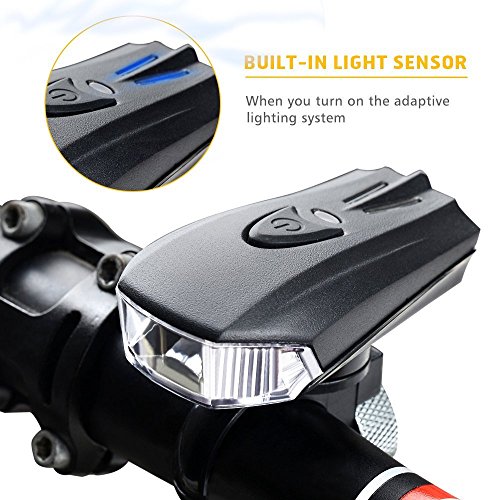 SOOJET BFR-01 CREE XPG LED Fahrradlicht Set Mit Fahrrad Rücklicht – Intelligente Design Mit Sensor und Automatische Schaltfunktion – Aluminium Fahrradlampe Per USB Wiederaufladbare – 400 Lumen LED Fahrradlicht und Taschenlampe – Multifunktion auch als Kopflampe – Fahrradbeleuchtung mit Frontlicht und Rücklicht - 3