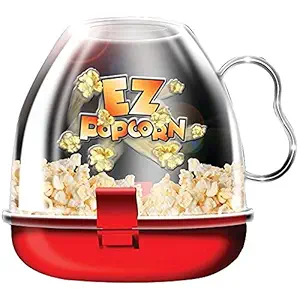 NOR Indieify EZ Popcorn and Snack Maker Small Fast Easy Plastic Mini Microwave Kitchen 6 x 6 Inch Red and White