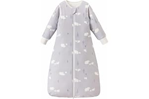 Nivolltha 3.5 TOG Super Soft Baby Sleeping Bag with Detachable Long Sleeves, 100% Cotton Thick Winter Sleeping Bag 18-36 Months, Bear