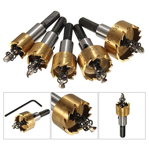Welinks Bohrer Lochsäge-Set, 5 x HSS Hartmetall Spitze Lochsäge Zahn Cutter Bohrer Bit Lochsäge Kit Edelstahl High Speed Stahl Metall Legierung - 2
