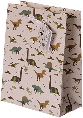 Fun Dinosaur Print Medium Glossy Gift Bag