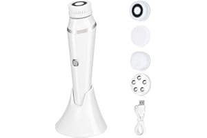 YIBANG Spazzola per la pulizia del viso 4 in 1 ricaricabile, spazzola elettronica impermeabile a 3 velocità e tecnologia ad ultrasuoni per pulizia profonda, peeling e massaggio del viso