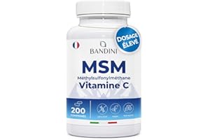 Bandini® MSM 2000mg de Méthylsulfonylméthane (Soufre Pur MSM) + Vitamine C par Dose Quotidienne | Poudre pour Articulations, Cheveux, Os et Peau | 100% Vegan | 200 Comprimés à Haute Dose