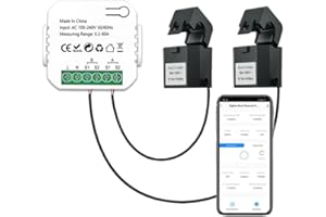 QOXEZY Tuya Smart 2 Way WiFi Energy Meter, 80A WiFi App Smart Home Energy Monitor Tuya Smart Bidirection Energy Meter, Electricity Monitor with 2 Clamp
