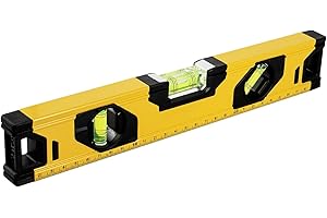 Teronbeta Aluminium Alloy Spirit Level 300 mm/12 Inch Shock Proof Torpedo Level with Magnetic Base and 3 Bubble 45°,90°,180° - Yellow/Black