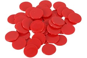 FSSTUD 100 pezzi da 25 mm piccoli contatori di apprendimento matematica conteggio gettoni in plastica vuota chip gioco chip marcatori matematica forniture per aule per bambini adulti rosso