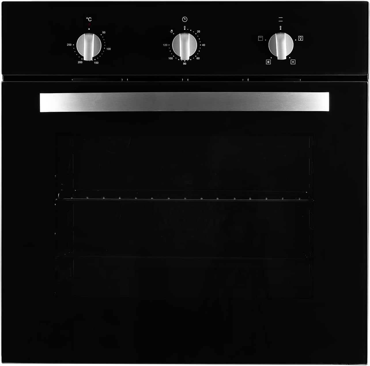 SIA FSO59BL Built-in Single Electric Fan Oven and Grill, Multi-function With Timer, A Energy Rating, Black, 2 Years Parts & Labour Guarantee