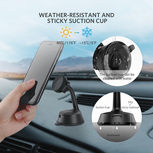 UGREEN Porta Cellulare Magnetico Universale con Ventosa, Supporto Auto Per Parabrezza Cruscotto, Supporto Magnetico Cellulare per GPS, iPhone X/ iPhone 8/ 8 Plus, Samsung Galaxy S8 / S8 Plus, ecc.