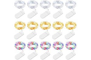 BROTOU Łańcuch świetlny LED na baterie, 15 sztuk, 2 m, 20 mini lampek LED, do użytku wewnątrz i na zewnątrz, DIY, małe mikrołańcuchy świetlne z baterią, wodoszczelny, na Boże Narodzenie, do sypialni,