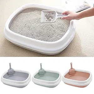Pets Empire Cat Litter Box - High Sided Lid - Open Top Entry (Color May Vary)