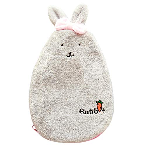 Preisvergleich Produktbild Hukz Niedlichen Cartoon Plüsch Kaninchen Muster Wärmflasche Tasche Handwärmer Tasche Mädchen Geschenk(PVC + Plüschgewebe)(14,5 x 25 cm) (Grau)