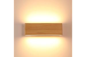 Martll Aplique de pared LED Lámpara de pared Interior Madera Aplique Lámpara de arriba y abajo Iluminación de pared para sala de estar Dormitorio Pasillo Escalera Blanco Cálido Luces (22cm)