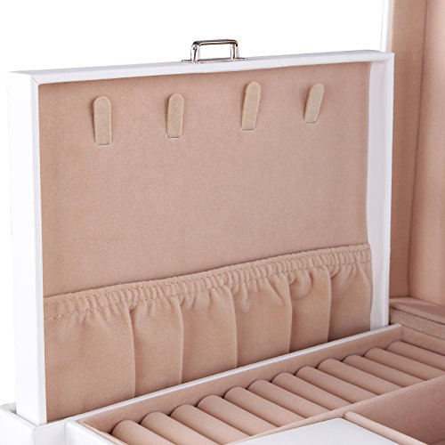 Songmics Schmuckkästchen Kosmetikkoffer mit 3 Schubladen Weiss 29,5 x 21,8 x 19,5 cm JBC04W - 4