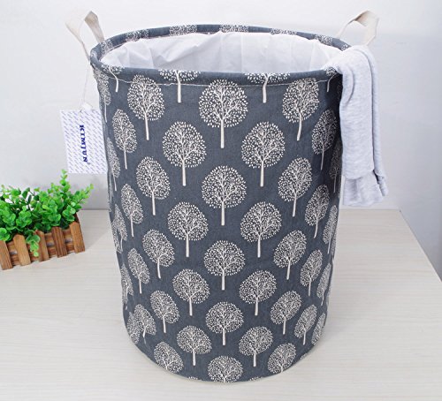 Kimjun Multifunktionale Faltbare Wäschekörbe Baumwolle Leinen Wäschebox Wäschesammler Kinder Spielzeug Aufbewahrungskorb Aufbewahrungsbox mit Deckel Baum Schwarz - 3
