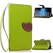 Produktbild Nokia / Microsoft Lumia 950 / N950 Lederoptik PU Leder Hülle (Frei 2 in 1 Ball Touch Pen) CaseHome Nature Blatt Etui Magnetverschluss Stil PU-Leder Brieftasche [Standfunktion] Deckel Klapptasche Schale Flip Foliant Schützende Haut Hüllen Mit Wallet Kartenfach Magnetverschluss Standfunktion Handytasche Taljereep Lanyard Strap Tragen Folio Tasche Schutzhülle(Grün Color)