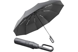 ERISED'S BIFROST Extra Grande Paraguas Golf Plegable Prueba de Viento/Viaje/Antiviento/Protección/Resistencia UV,Doble Cubierta 210T Negro Tela,Apertura y Cierre Automático,10*2 Varillas Del Sol,Diámetro 125cm