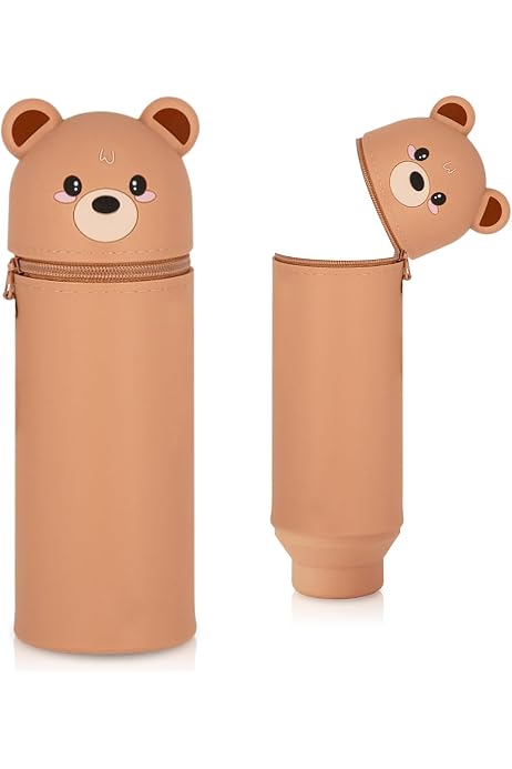 DGTSYAL Trousse Scolaire 2-en-1 Silicone Kawaii - Porte-Stylo Tigre, Grande Capacité, Fermeture Éclair