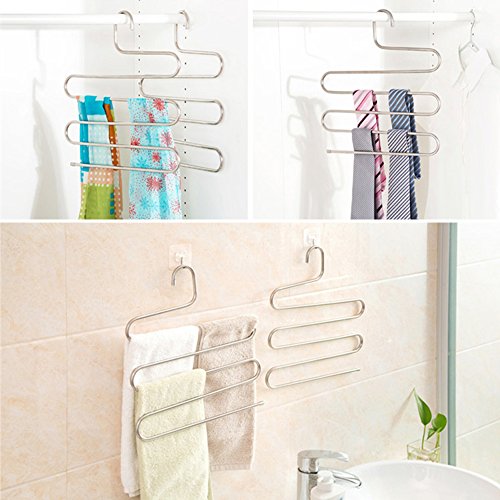 kleiderbügel aus Edelstahl Platzsparend Hosenbügel für 5 Hosen - 4