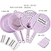 Produktbild Mandoline Slicer,7 in 1 Lebensmittelschneider-Slicer, Lagerkorb, Wasserfilterkorb, Eigelb Trennungstreppe. 4 austauschbare Edelstahlblätter,Pink