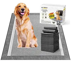 CROCI Charcoal Puppy Pads Extra Large 28x34 Inches, Odor-Control Carbon Dog Training Pads Absorbs Up to 7 Cups of Liquid, 6-Layer Leak-Proof & Quick Dry Pee Pads for Dogs, Disposable (40 Counts)