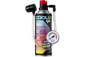 Cool5 Hobby, remplacement r134a, Produit d'étanchéité, réfrigérant, recharge de climatisation de voiture, équivalent 660g, 1 boîte, 5 en 1, 235g, avec Tuyau intégré, manomètre et Adaptateur