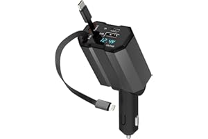 HENLSON 4-in-1 Einziehbares Zigarettenanzünder USB C Adapter,66W Auto Ladegerät Schnellladegerät KFZ Ladegerät Kompatibel mit iPhone16/15/14/13 Samsung Galaxy S25/S24/Pixel 9