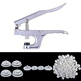 Pro KAM Button Fastener Snap Studs Pliers Punching Tool + 100SET KAM PLASTIC RESIN WHITE SNAPS BUTTON FASTENERS PRESS STUD POPPERS SIZE 16 T3