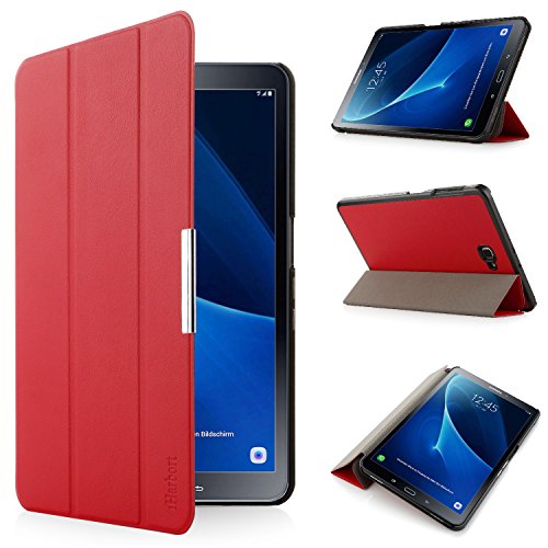 iHarbort® Premium Hülle für Samsung Galaxy Tab A 10.1 (SM-T580/T585) - Samsung Galaxy Tab A 10.1 hülle Etui Schutzhülle Case Cover Holder Stand mit Smart Auto Wake / Sleep-Funktion (Rot)