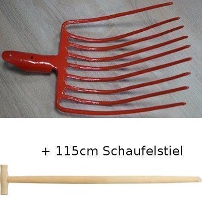 anytools.de Fourche de pierre avec 9 Dents Forgé + pelle à poignée en T 115 cm