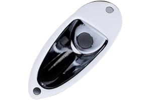 Guyker Guitar Oval Curved Metal Jack Plate Jackplate Socket for Electric Guitar Bass Replacement Parts, HJ001 chrome