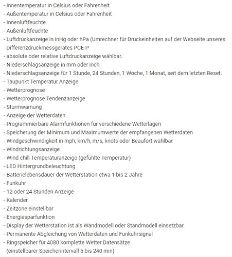 PCE-FWS 20 Funkwetterstation, mit Windgeschwindigkeit und -richtung, Niederschlag, Feuchtigkeit, USB, Software, Touchscreen - 5