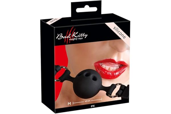 Bad Kitty Bâillon Boule en Silicone Noir Taille M Diamètre 4 cm
