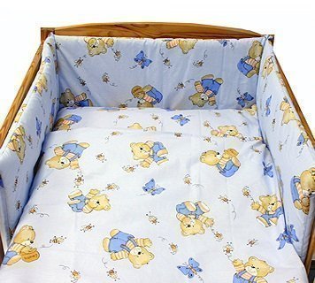 BABY TODDLER JUNIOR BED COT BUMPER 35 cm x 150 cm (13.8" x 59") Blue Bear