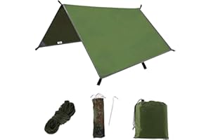 YOUR'S BATH Tente de Camping Tarp Shelter,3x 3M Abri de Camping Coupe-Vent Neige,Abri Bâche Hamac Tente PU 1500MM Imperméable,avec Sac de Rangement Portable pour Voyages en Plein Air