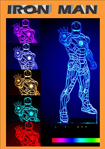 SmartEra® 3D optische Täuschung Stehen Iron Man Panel Nacht 7 Farbwechsel USB Touch Taste LED Schreibtisch Tabellen Licht Lampe Tischleuchte